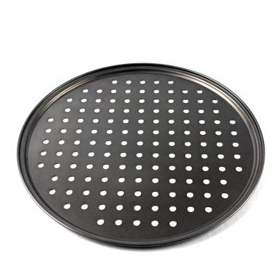 China 6 7 8 9 11 viable 12 inch perforated pizza Tray Non Stick Pizza Pan for sale