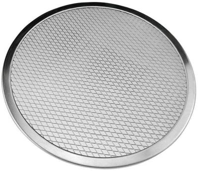 China Durable Thick Round Aluminum Alloy Pizza Screen Perforated Pizza Mesh Pan for sale