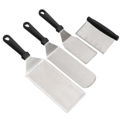 China Stainless Steel BBQ Tool Kit Grill Griddle Scraper Combination Kitchen Instrument Easily Cleaned Outdoor Cooking Accessories for sale