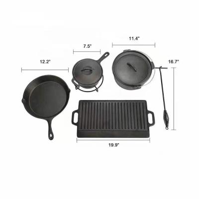 China Durable Non-Stick Cast Iron Pan Grill Pan Pre-Seasoned Griddle Double Sided Flat Bottom Bakeware for sale