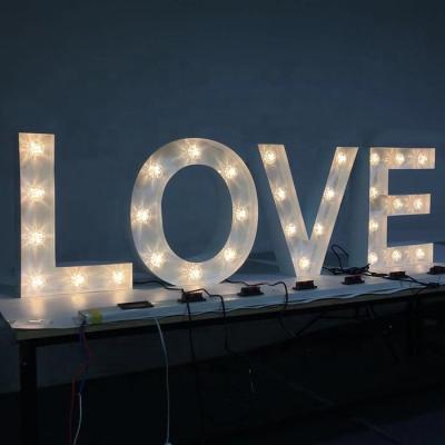 China Buildings Customized Love Sign Wedding Letter White Bulb Large Love Letter Sign Led Marquee Wedding Sign for sale