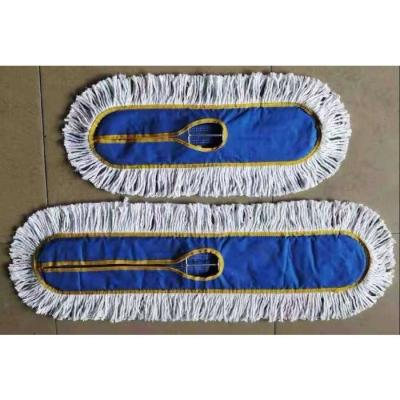 China Durable Cotton Broom Flat Dust Mop Floor Cleaning Raw White Double Wire Broom Mixing Head for sale