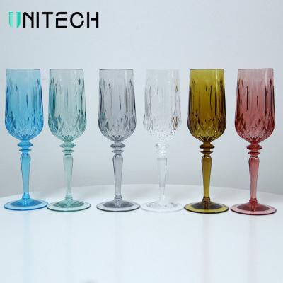 China China Factory Wedding Goblets Vintage Multicolor Rose Unbreakable Glass Goblet Wholesale Multicolor Outdoor Tritan Plastic Wine Glasses for sale