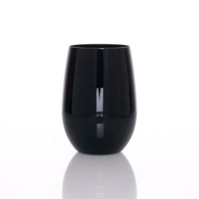 China 8oz shatterproof can print logo stemless shatterproof turkish black wine glass for sale