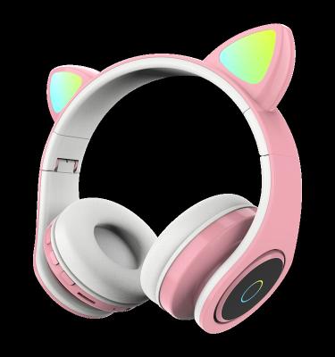 China New Headband Cheap Price Cute Cat Ears Wireless Headphones LED Lighting Music Children Stereo Headphones for sale