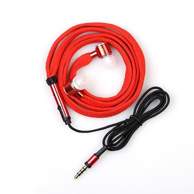 China Orange Red In-Ear Braided Lace Cable In-Ear Headset With Microphone For Call Headset 3.5MM Universal Jack for sale