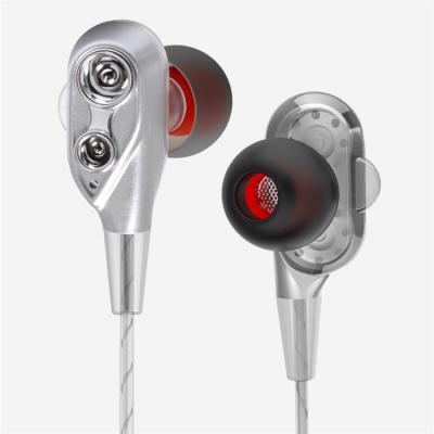 China In-ear high quality quad-core dual-moving coil wire controlled headset, dual-speaker headset, universal computer call for sale