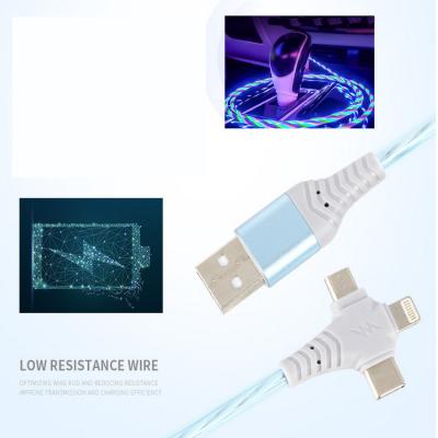 China LED Light Cable Luminous Flame Cable For Iphone/Filling Micro/Type C Multifunctional Light Flowing Cell Phone 3 in1 USB LED Cable for sale