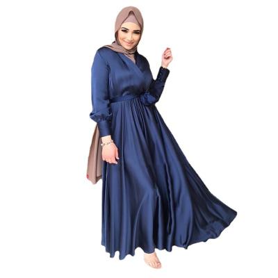 China Casual Black Color Eid Ladies Dress Parry Maxi Dress Draping Dress Pure Elegant Stretch Polyester Turkey Muslim Dresses for sale