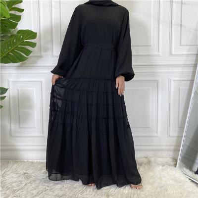 China Turkish Chiffon Maxi Muslim Jalabiya Abaya Chiffon Ladies In Malaysia Simple Design Solid Color Islamic Dresses 2022 Plus Size for sale