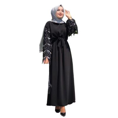 China Muslim Cotton Blend Dress With Long Sleeve Design Cotton Blend 2022 New Fashion Maxi Tulle Islamic Dress For Dubai Eid for sale