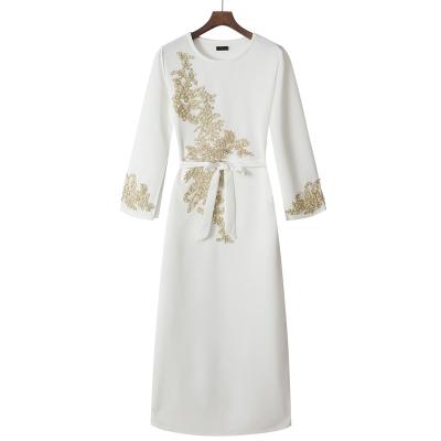 China China Supplier Cotton Blend Long Muslim Dress With Embroidery For Ladies From Turkey White Maxi Dress In Dubai for sale