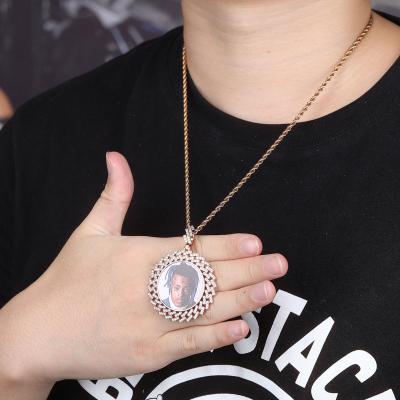 China Custom Hiphop Photo Pendant Charms Diamond Medallion Pendant Diamond Zircon Hip Hop Jewelry Photo Pendant Necklace for sale