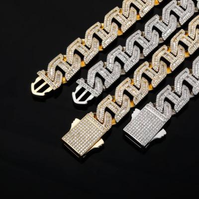 China Wholesale Hiphop Full Bling Diamond Zirconia Miami Cuban Link Chain Custom Hip Hop Necklace for sale