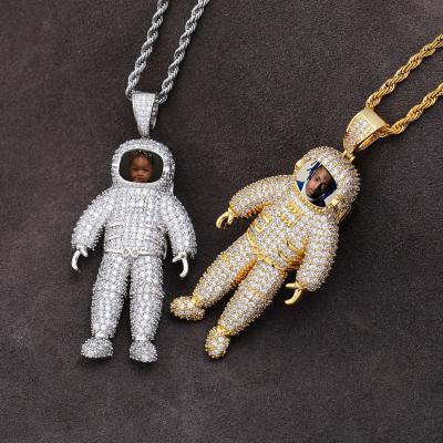 China Custom Photo Picture Hiphop Hip Hop Astronaut Design Memory Necklace Pendant Jewelry for sale