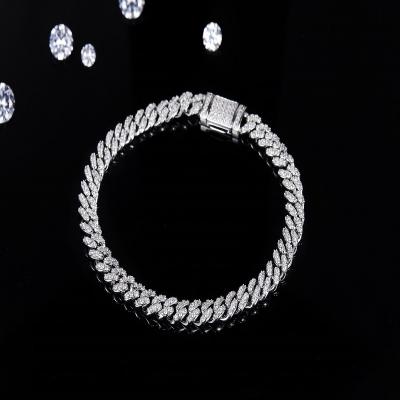 China Hiphop 925 VVS moissanite diamond sterling silver Cuban link chain iced out 6mm hip hop custom jewelry for sale