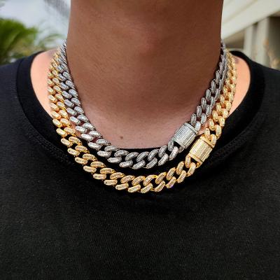 China Custom Hiphop Hip Hop 12mm Mixed Inlaid Zircon Iced Out Cuban Chain Necklace Bracelet Set for sale