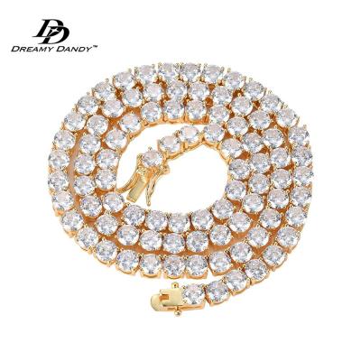 China Hiphop 3mm 4mm Zircon Chain Necklace Bling Hop Hip Chain Tennis Jewelry Gold Silver 5mm CZ Brass Iced Out for sale