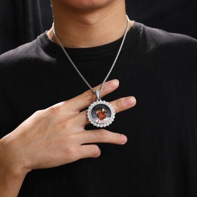 China Custom Hiphop Hip Hop Photo Pendant Personalized Iced Out Diamond Zircon Picture Pendant Necklace for sale