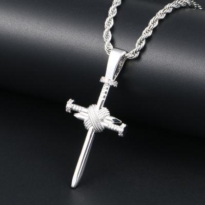 China Cross Design Hip Hop Style Jewelry Concise Dangling Men's Chain Style Cross Pendant Necklace for sale