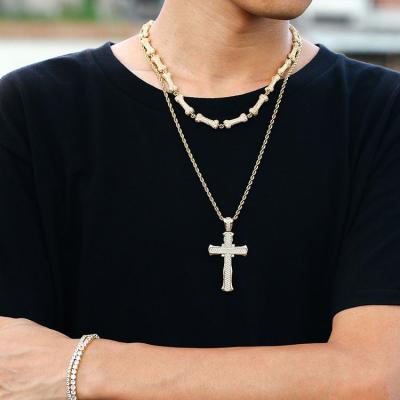 China Cut Out Design High Quality Individuation Custom Logo Zirconia Bling Diamond Cross Necklace Pendant Jewelry for sale