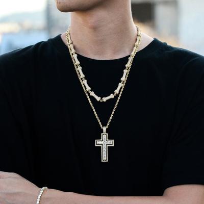 China Custom Color Main Cross Gold Goat Design Pendant Accessories Design Sparkle Zircon Diamond Jewelry Cross Pendant Necklace for sale