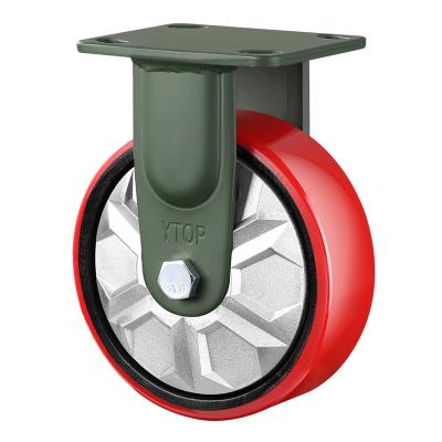 China Heavy Duty High Load Capacity Heavy Duty Red Cast Iron Core PU Fixed Caster For Industrial for sale