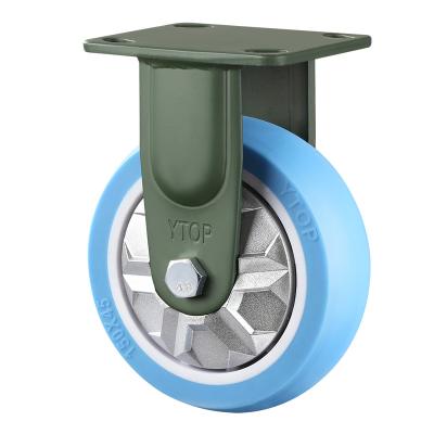 China Extra Heavy Duty Manufacturer Directly Sells Blue 8 Inch Heavy Duty Trolley PU Casters, With 410kg Load Bearing, Made Of Manganese Steel for sale