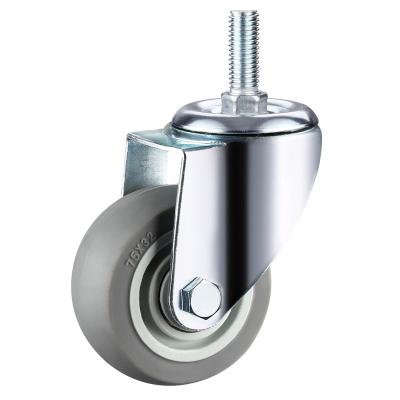 China 63/74/100/125 Mm Gray Light Duty Trolley Wheel Casters Thread To Stem Rigid TPR Screw With Cover for sale