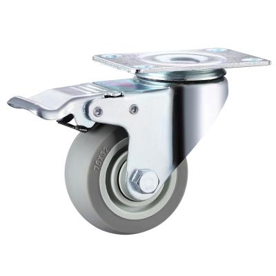 China 5 inch rigid caster mount m10 thermoplastic rubber side ruedas con placa scam top freno ruedas tpr side caster for sale