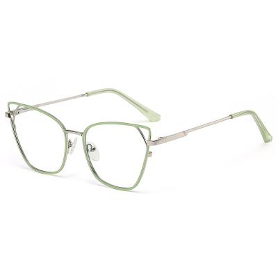 China Custom Logo Fashion Myopic Reading Metal Cat Eyeglasses Frame Blue Light 2021 Factory Wholesale Prescription Blocking Optical Glasses For Women for sale