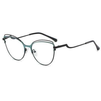 China Newcomer myopic Cat Eye Fahion Metal Optical reading prescription sight blue light blocking glasses 2021 anti game blue light glasses wholesale for sale