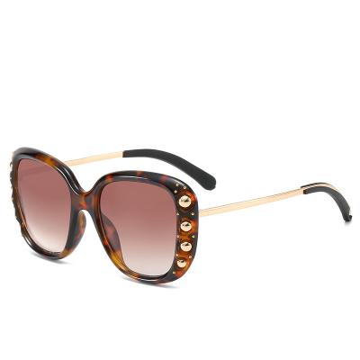 China Oversized Rhinestone Sunglasses Fashion Sun Glasses Frame Diamond Sun Glasses Custom Logo Square Women UV400 Big Shade Wholesale for sale