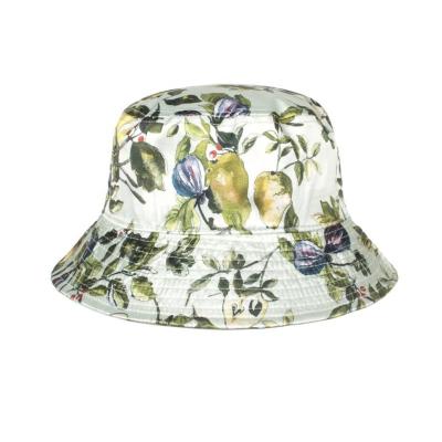 China Full Image RTS Colors Satin Fabric Summer Sun Hat Logos Custom Polyester Digital Printing Material Bucket Hats For Female for sale