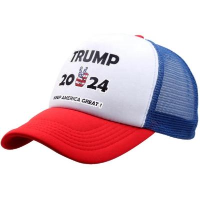 China Small MOQ 2024 RTS Logo Foam Mesh Mesh Trucker Hat Custom Printing Donald Trump Cheapest Baseball Hat COMMON for sale