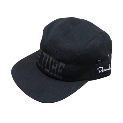 China COMMON Professional Custom Screen Printing Trucker Hats Black Baseball Cap Printed 5 Panel Camper Hat 5-Panel Cap for sale