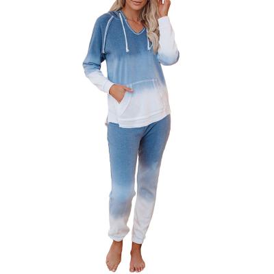 China Wholesale Breathable Casual Colorful Link Dye Pajamas Hoodie Women Joggers For Home Wear Women's Sleepwear for sale