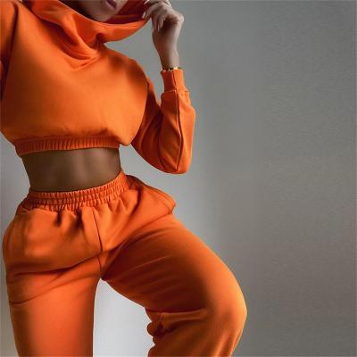 China 2 Piece 2021Hooded Sleeveless Crop Top Workout Long Pants Womens Two Piece Set Sustainable Joggers for sale