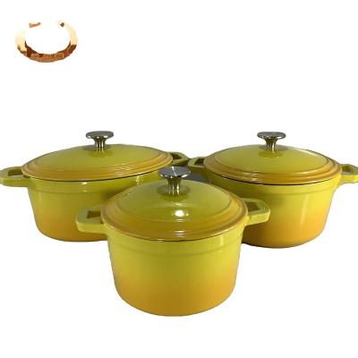 China Yellow Cast Iron Enamel Cookware Set Sustainable for sale