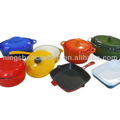 China 24x42x14cm cast iron enamel cookware set 5.26kgs for sale