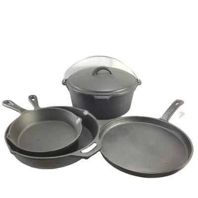 China Sustainable Cast Preseasoned 5pcs Camping Set for sale