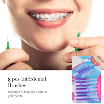 China Adult Oral Cleaning Slides Easily Between Interdental Brush Eco-Friendly Dental Interdental Brush Rubber Silicon Interdental Brush for sale