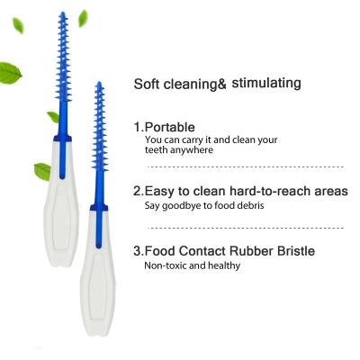 China Depth Teeth Whitening Eco-Friendly Flosser TEPE Green Blue White Black Interdental Rubber Silicone Brushes Hot Selling Bamboo Soft Picks for sale