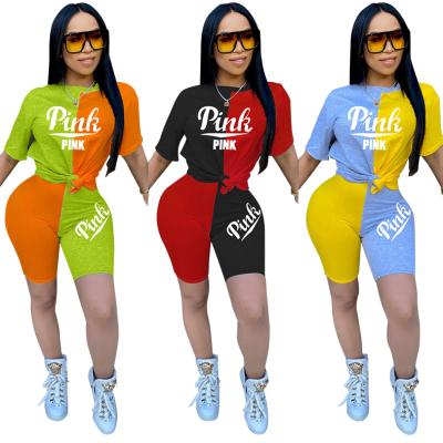 China Z12 factory new style letter embroidery letter leisure sports breathable two-piece short set popular wholesale suit two sets for sale