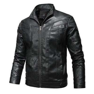 China Fashionable Fashion Coat Leather Men's Winter Warm Fleece Striping Moto Pu Biker Leather Jacket casacas de cuero hombre big size for sale