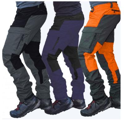 China Viable Casual Z12 Men Fashion Color Block Multi Pockets Sports Long Cargo Pants Works Trousers For Men Outdoor Straight Cargo Pant Pant for sale