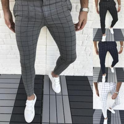 China New Arrival Khaki Z15 Check QUICK DRY Pants Wholesale Super Stretch Men Gray Plaid Chinos Slim Fit Chinos Pants for sale