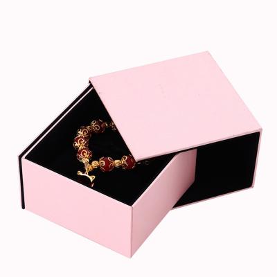 China Fashionable Pink Packaging Square Square Jewelry Storage Recycled Cardboard Special Paper Hanging Box Printing Logo Ring Box for sale