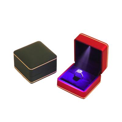 China Wholesale Newest Line Jewelry Square Ring Packaging Case With LED Candy Color Gold Light for sale