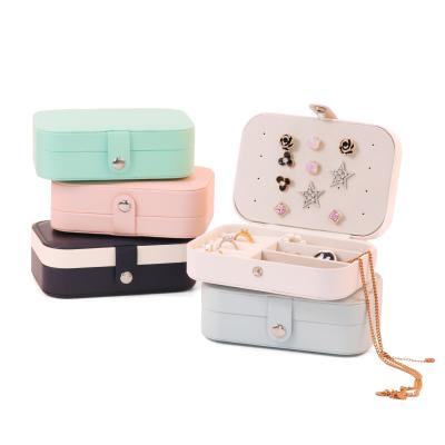 China Classic Elegant Vintage Logo Printed Waterproof Luxury Popular Custom PU Leather Earring Jewelry Organizer Boxes for sale